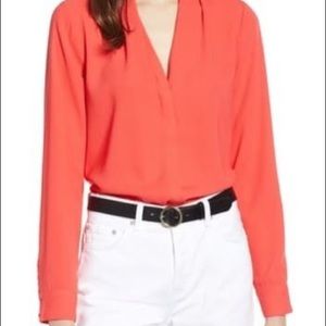 Halogen long sleeve V-neck blouse